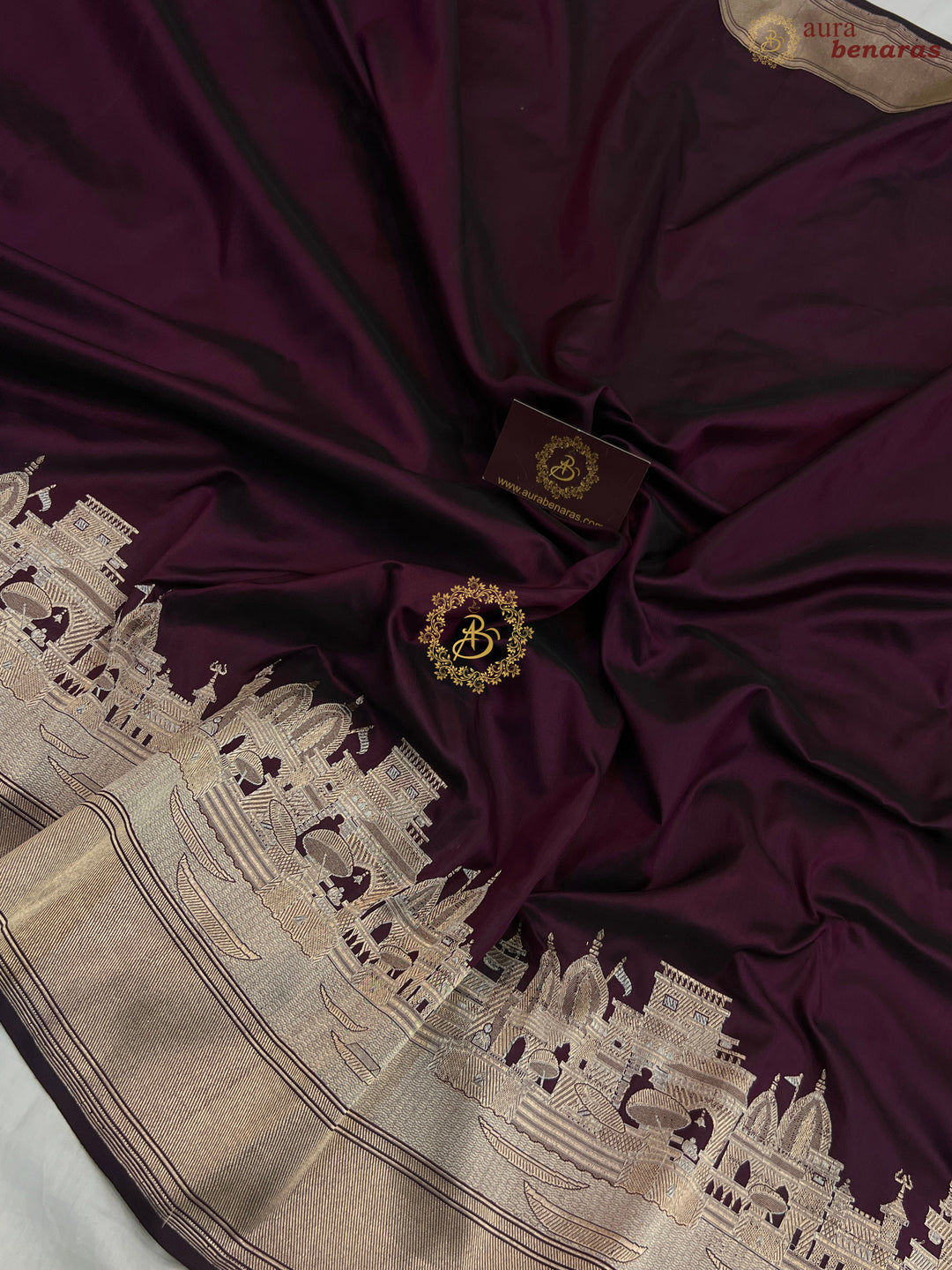 Wine Banarasi Handloom Katan Silk Saree