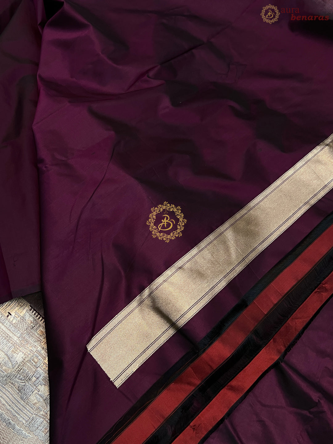 Wine Banarasi Handloom Katan Silk Saree