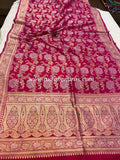 Hot Pink Pure Banarasi Handloom Katan Silk Saree - Aura Benaras