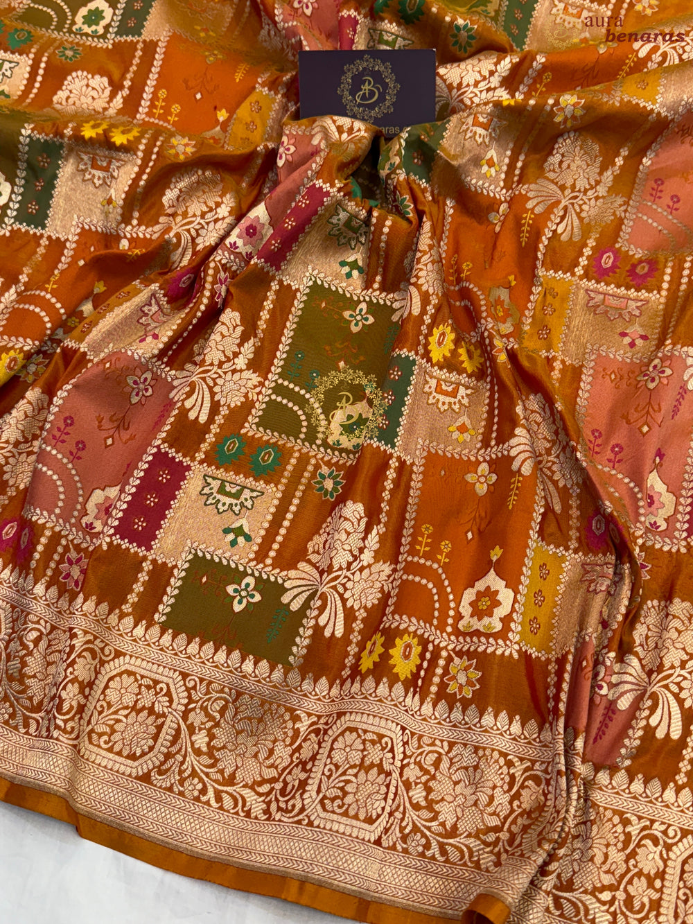 Orange Rangkaat Pure Katan Silk Banarasi Handloom Saree