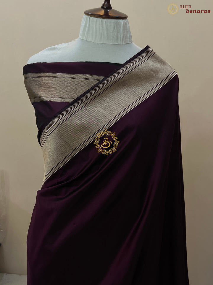 Wine Banarasi Handloom Katan Silk Saree