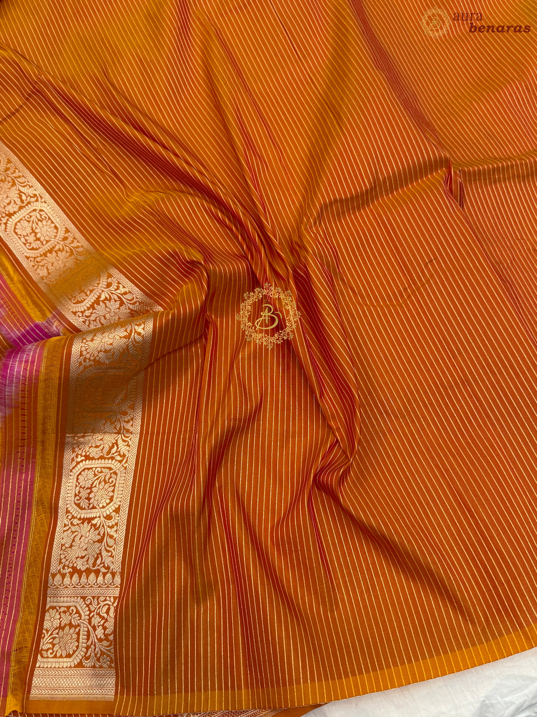 Orange Rangkaat Pure Katan Silk Banarasi Handloom Saree