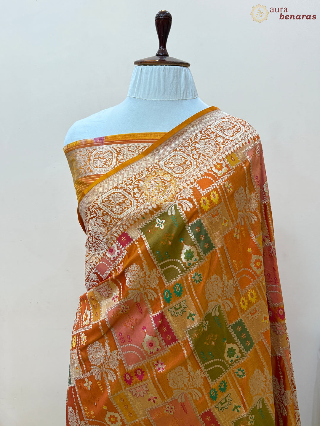Orange Rangkaat Pure Katan Silk Banarasi Handloom Saree
