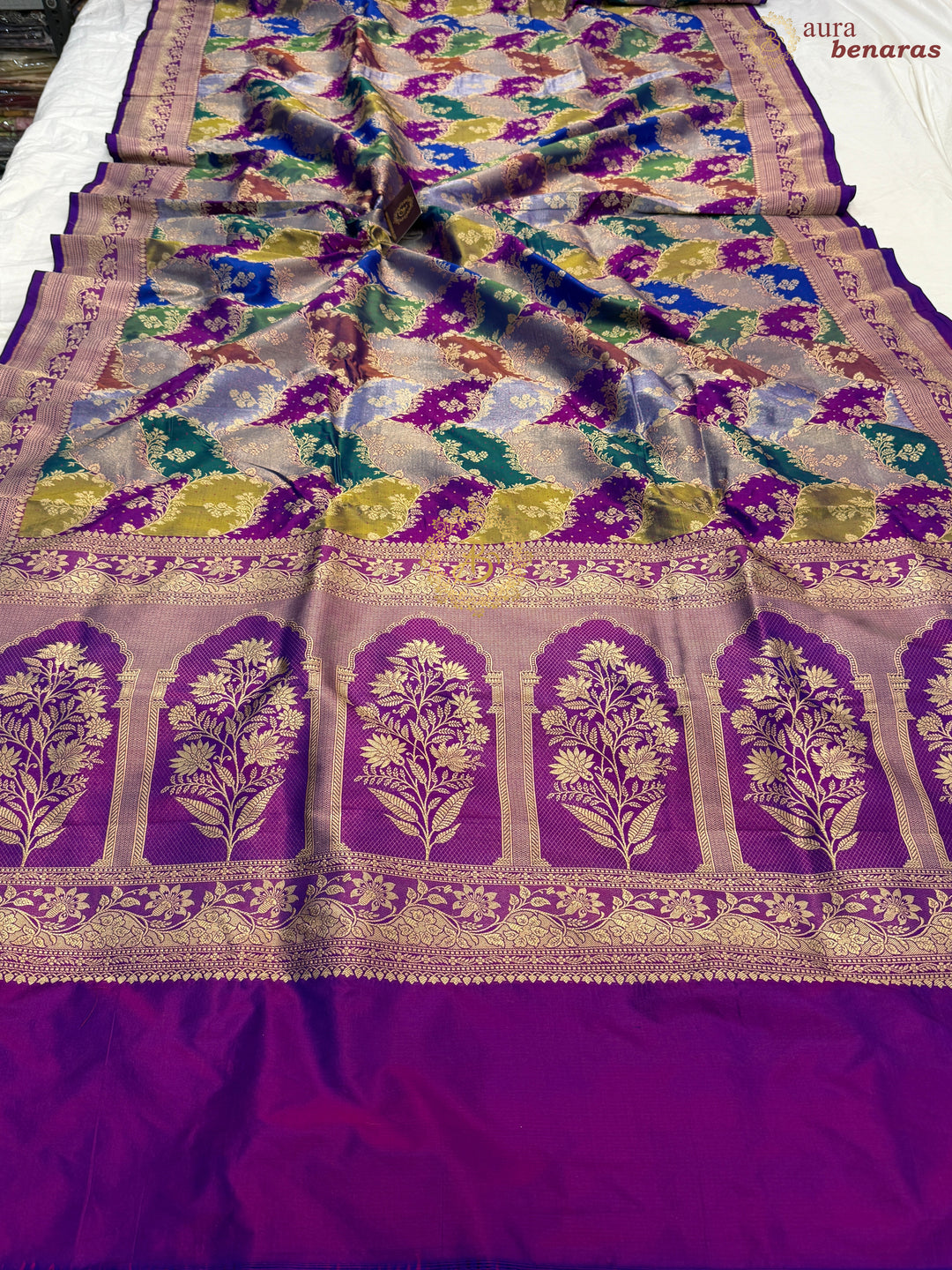 Purple Pure Katan Silk Banarasi Handloom Saree