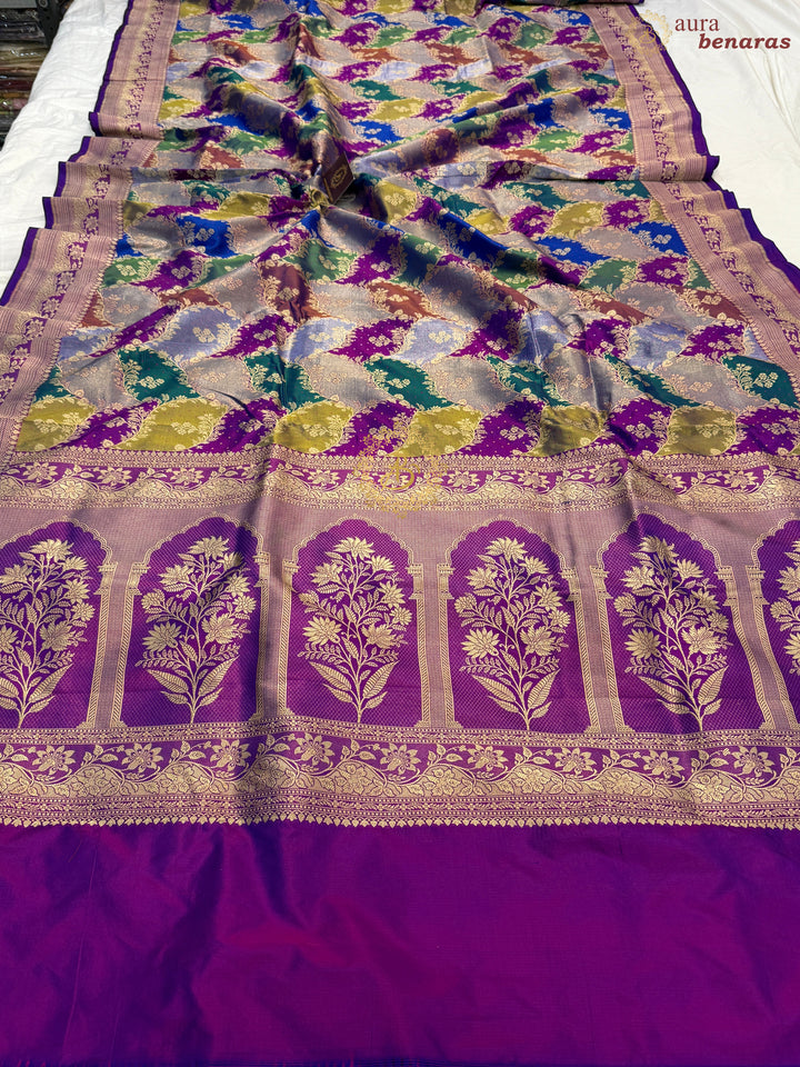 Purple Pure Katan Silk Banarasi Handloom Saree
