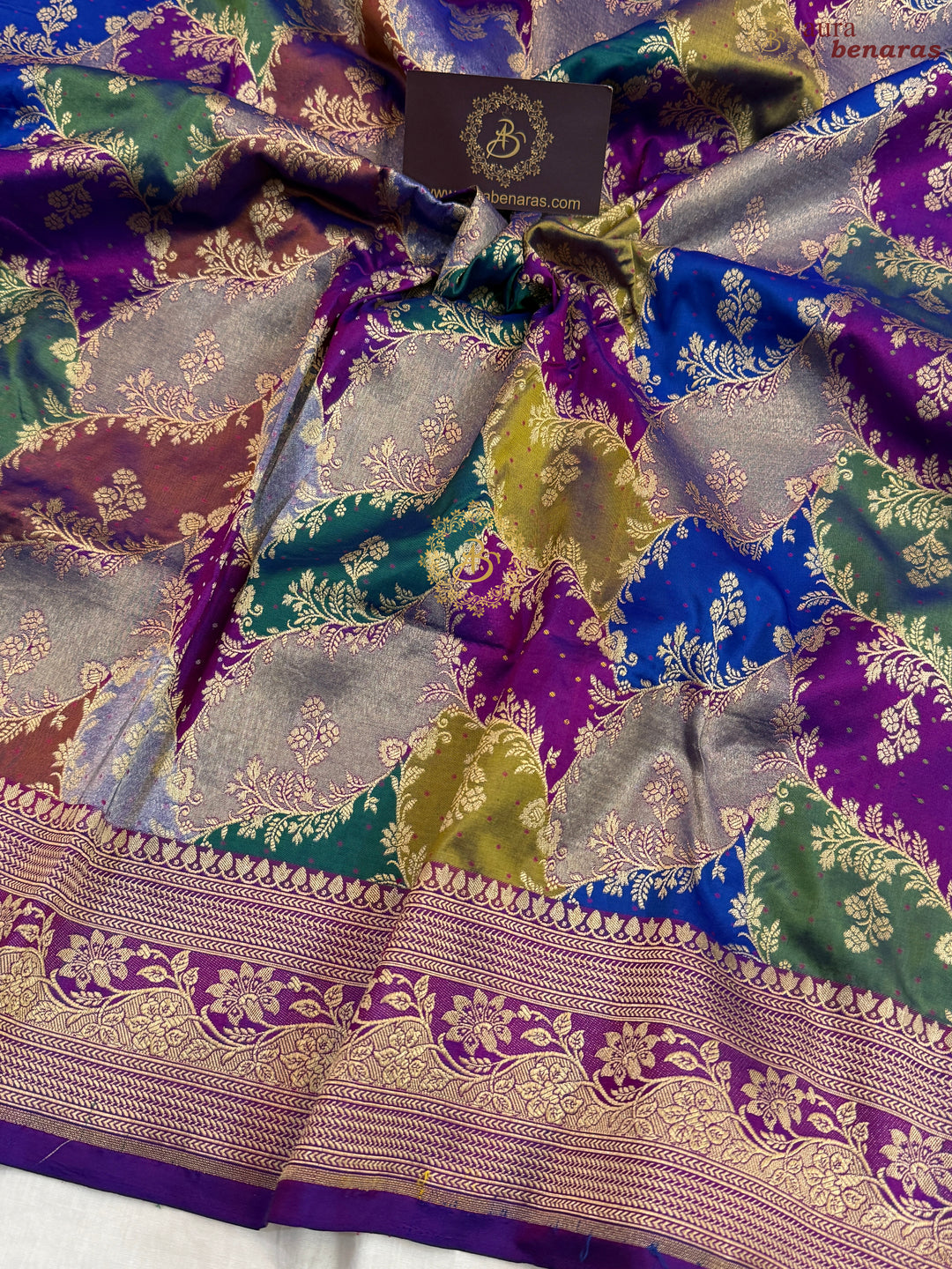Purple Pure Katan Silk Banarasi Handloom Saree