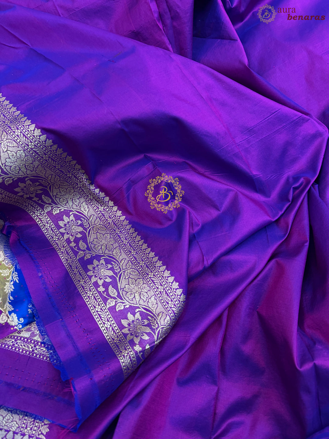 Purple Pure Katan Silk Banarasi Handloom Saree