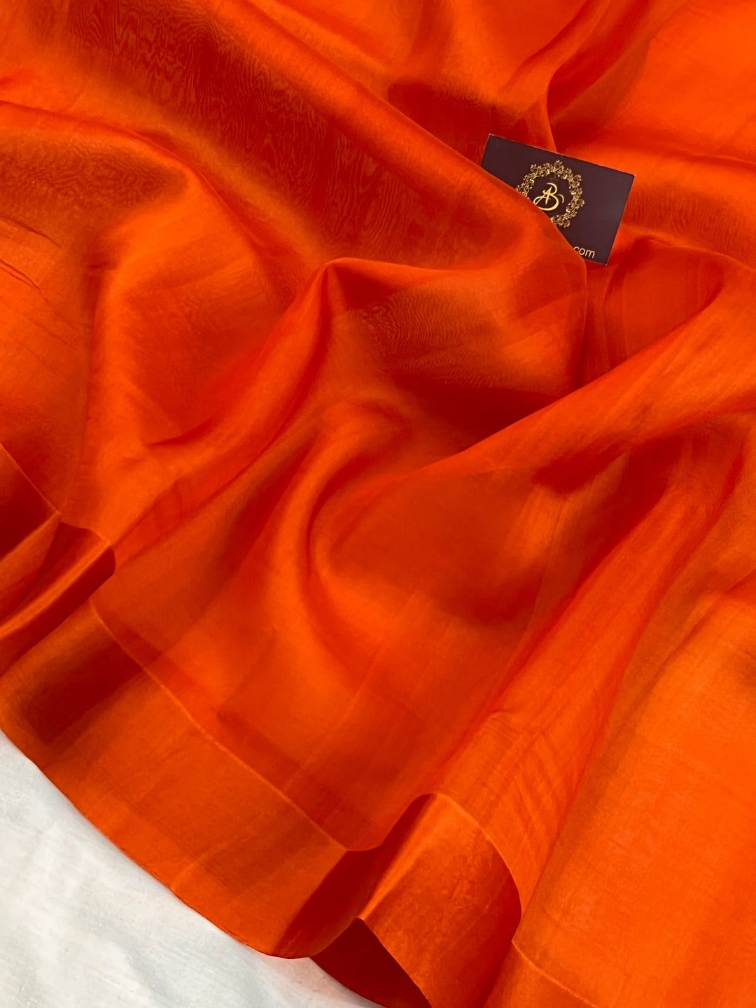 Orange Pure Kora Silk Banarasi Saree with Zari Pallu - Aura Benaras