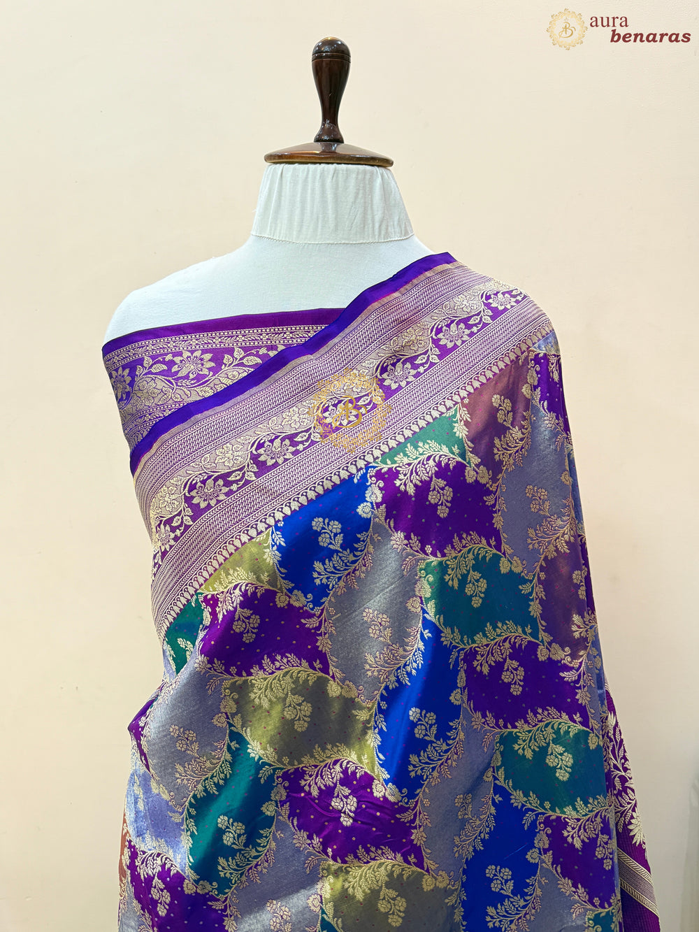 Purple Pure Katan Silk Banarasi Handloom Saree