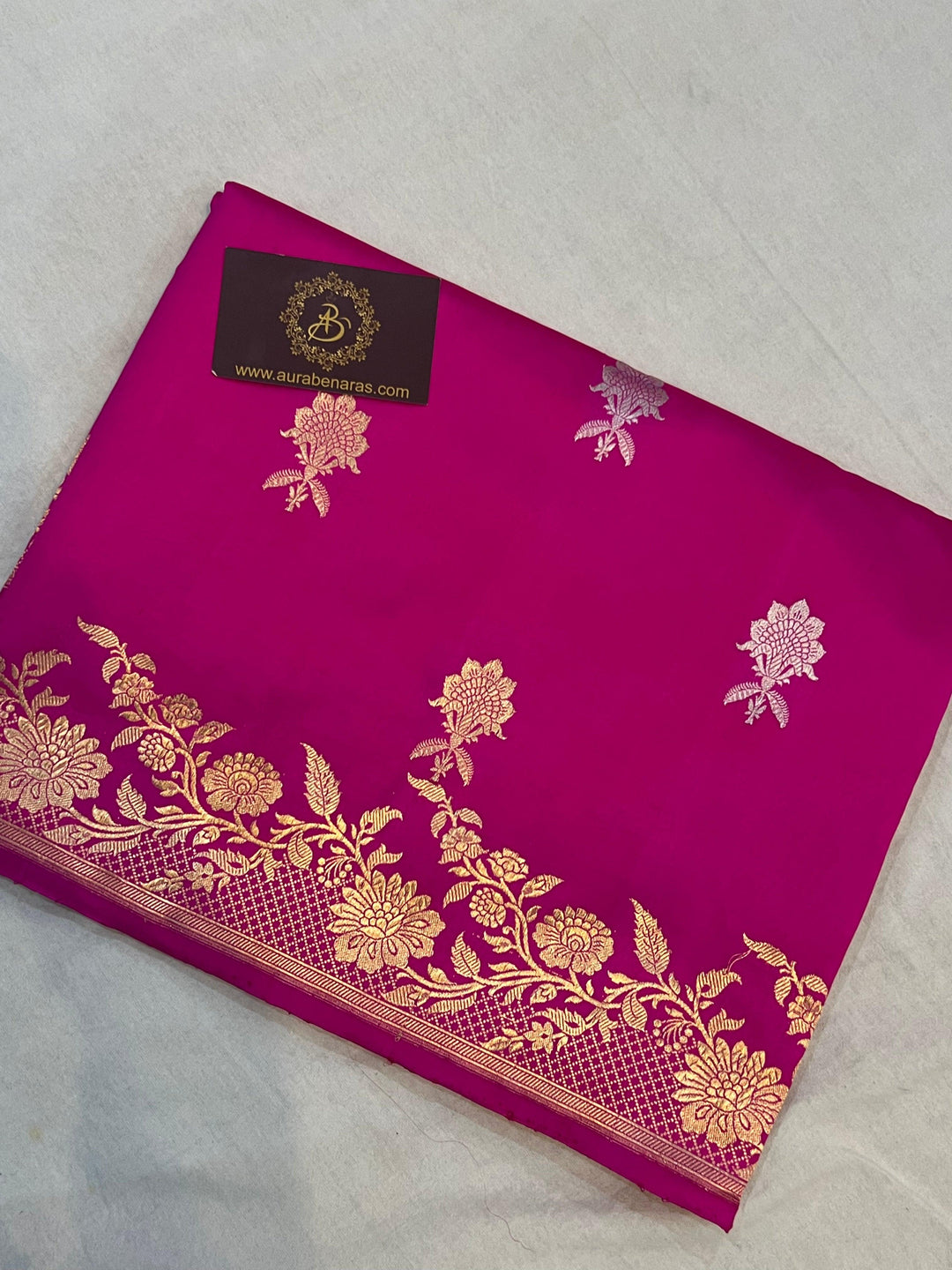 Rani Pink Pure Banarasi Handloom Silk Saree - Aura Benaras