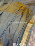 Light Blue Pure Banarasi Handloom Katan Silk Saree - Aura Benaras