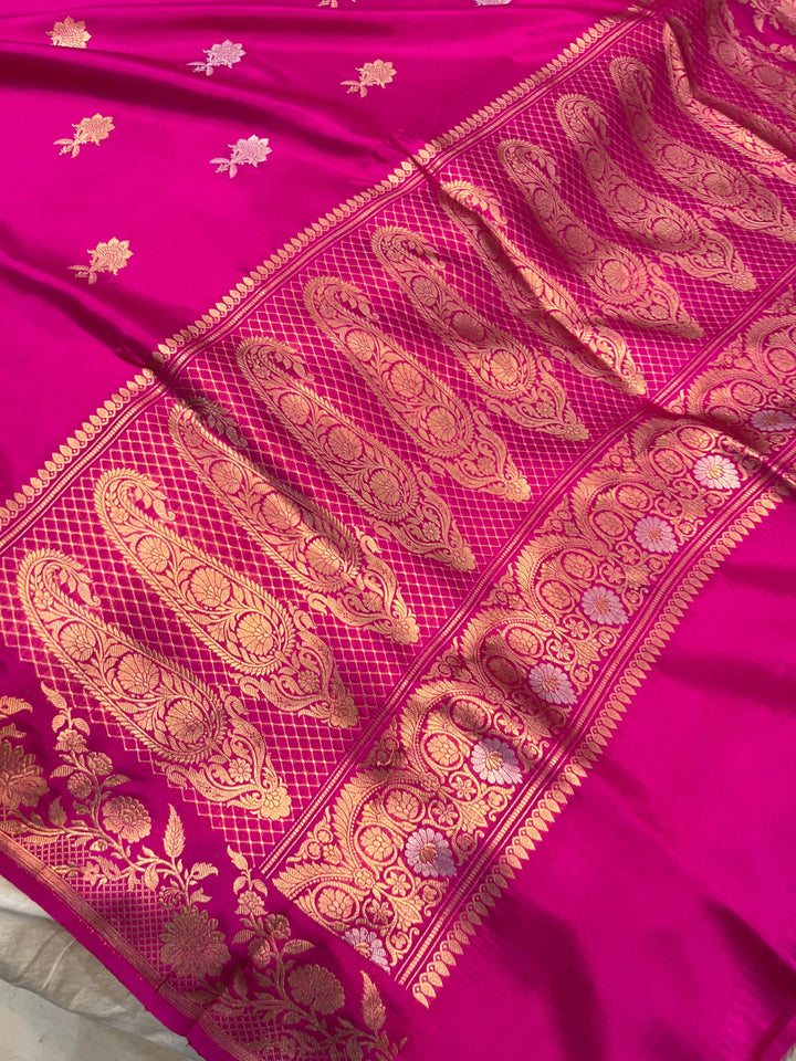 Rani Pink Pure Banarasi Handloom Silk Saree - Aura Benaras