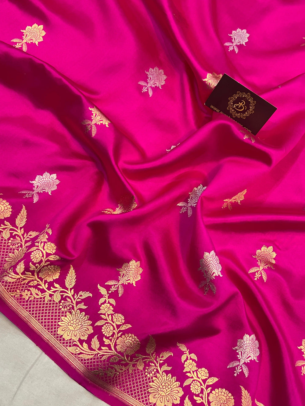Rani Pink Pure Banarasi Handloom Silk Saree - Aura Benaras