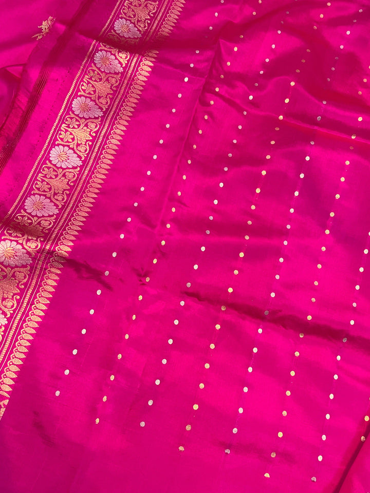 Rani Pink Pure Banarasi Handloom Silk Saree - Aura Benaras