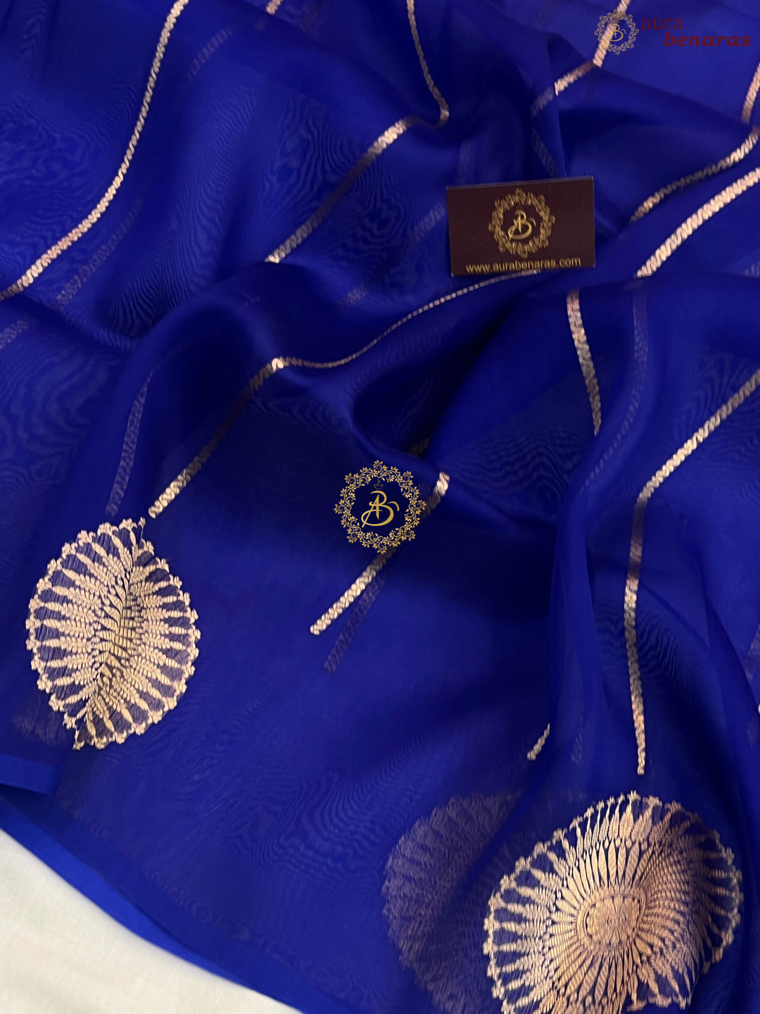 Royal Blue Banarasi Handloom Kora Silk Saree