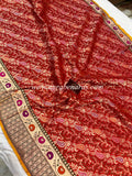 Red Banarasi Handloom Katan Silk Saree - Aura Benaras