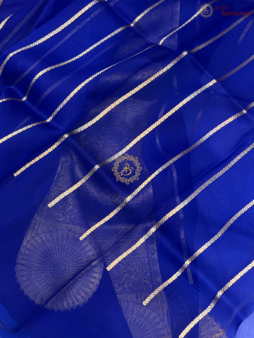 Royal Blue Banarasi Handloom Kora Silk Saree