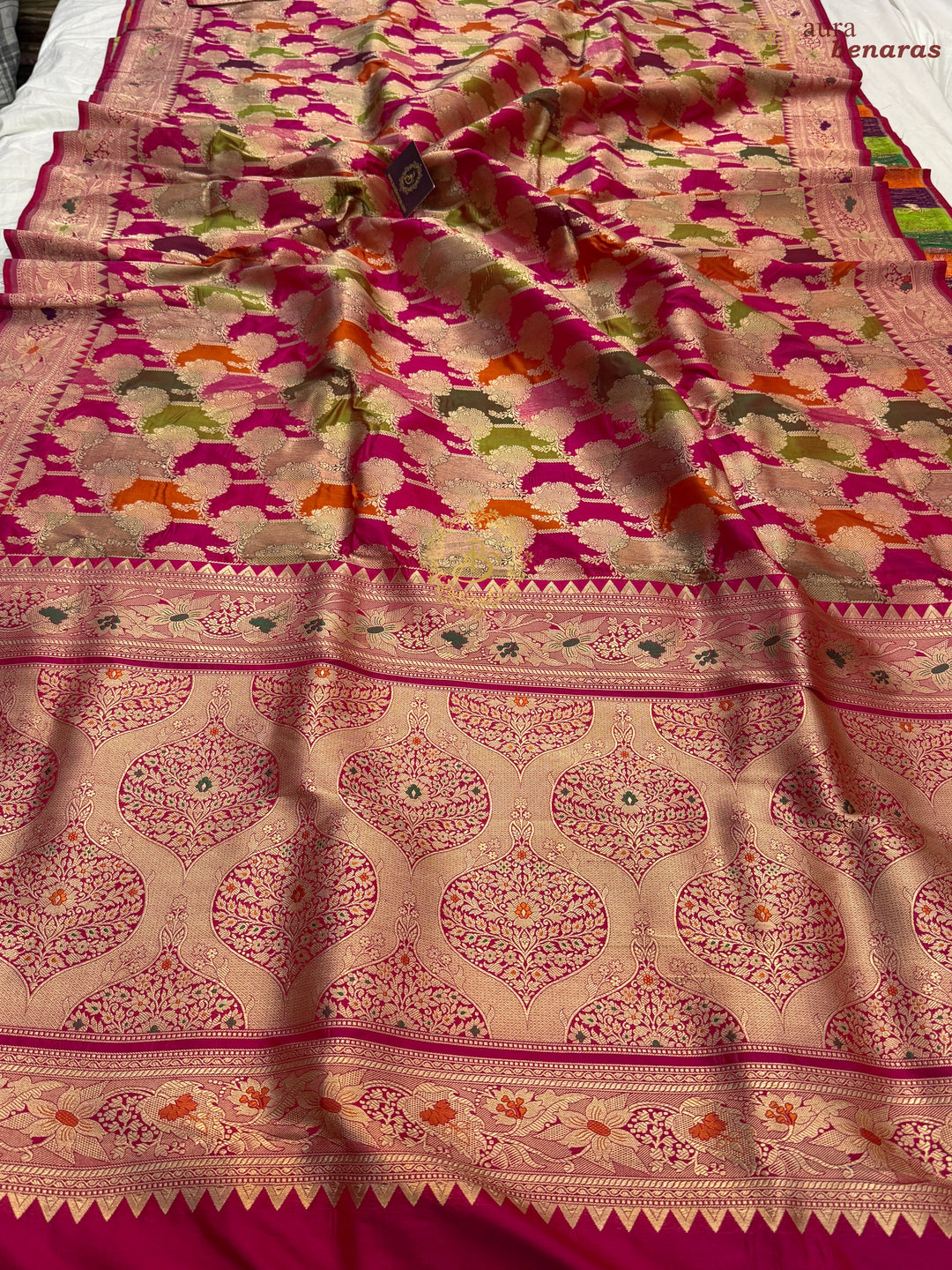 Rani Pink Pure Katan Silk Banarasi Handloom Saree