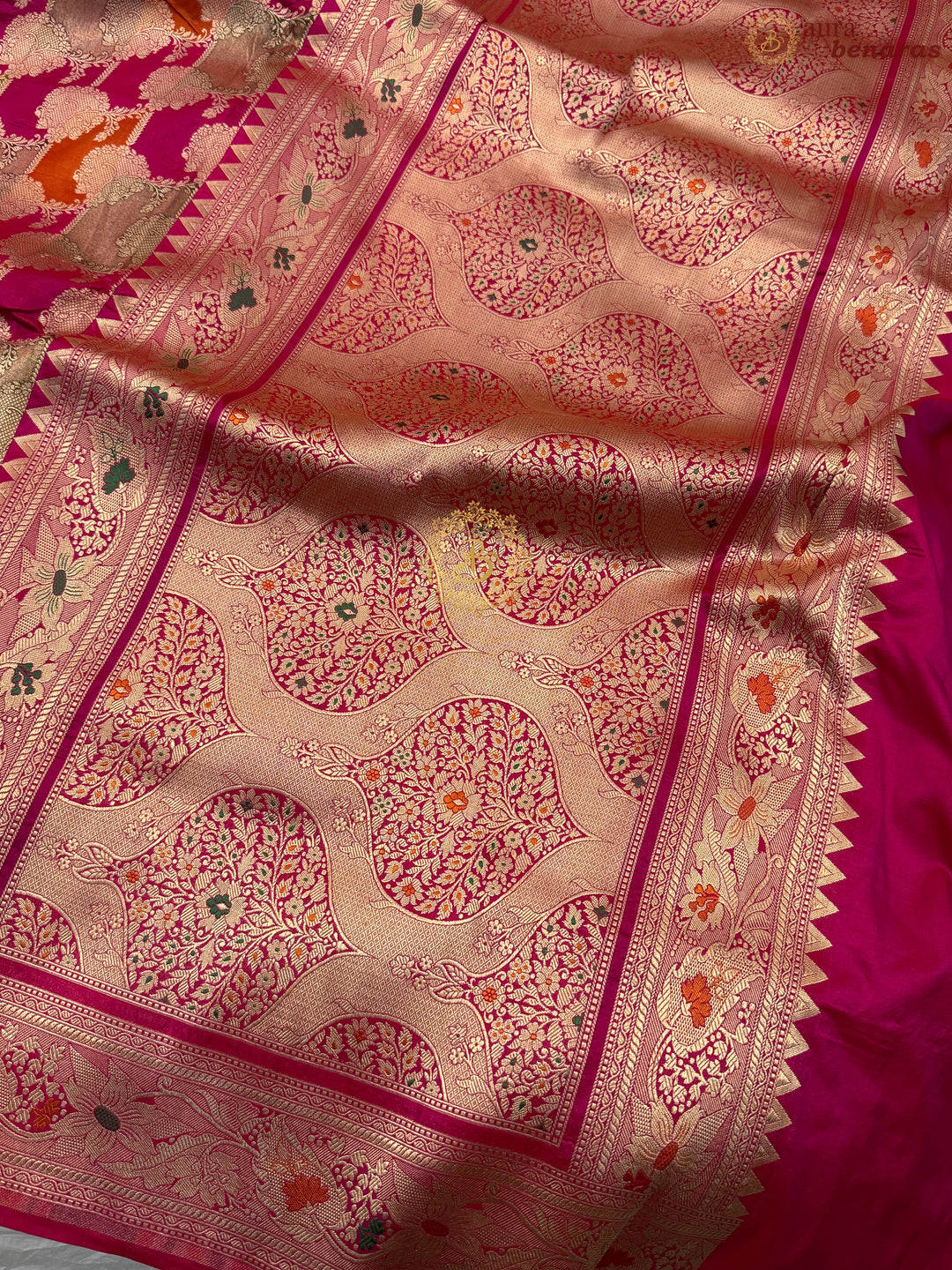 Rani Pink Pure Katan Silk Banarasi Handloom Saree