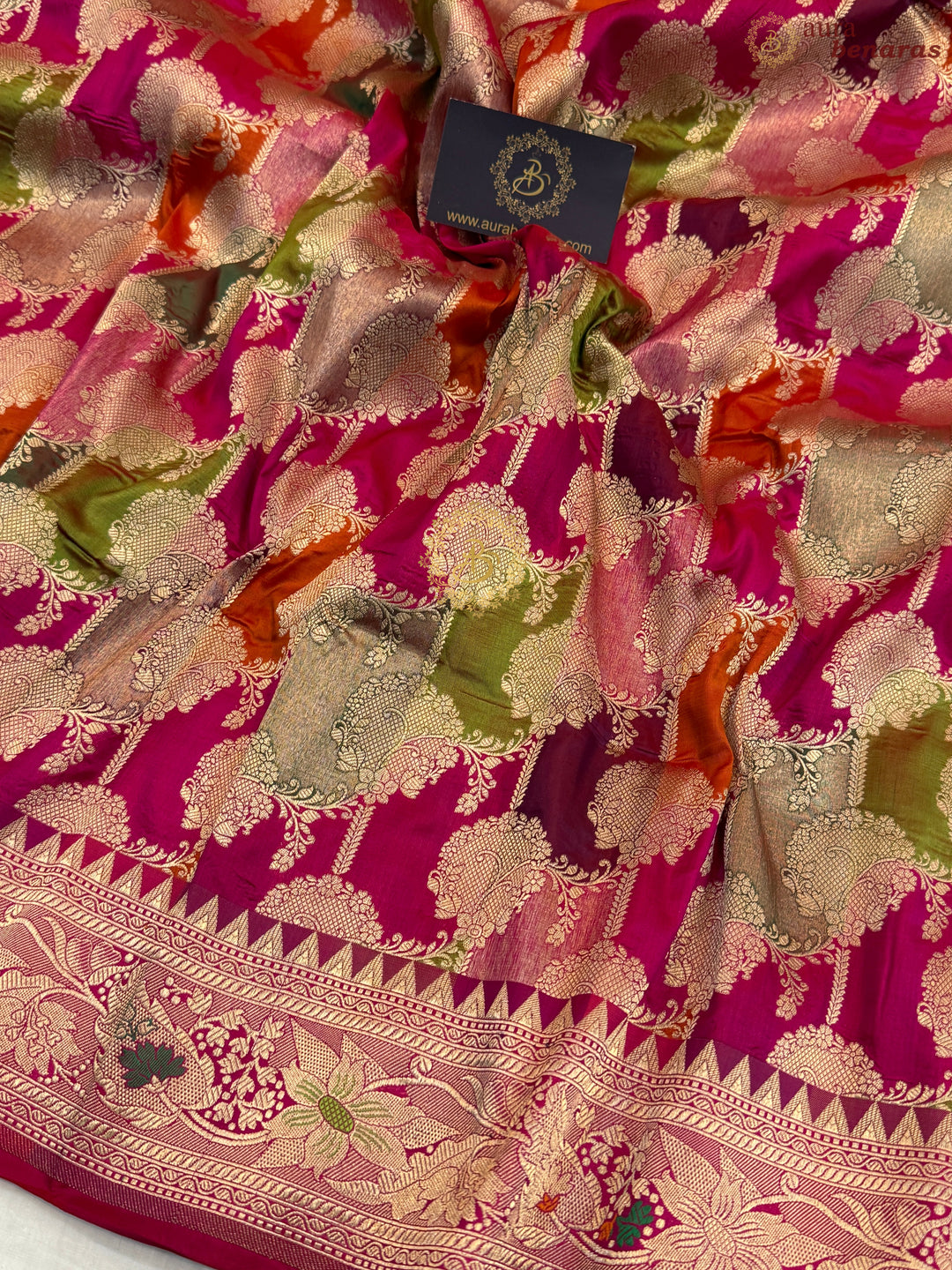 Rani Pink Pure Katan Silk Banarasi Handloom Saree