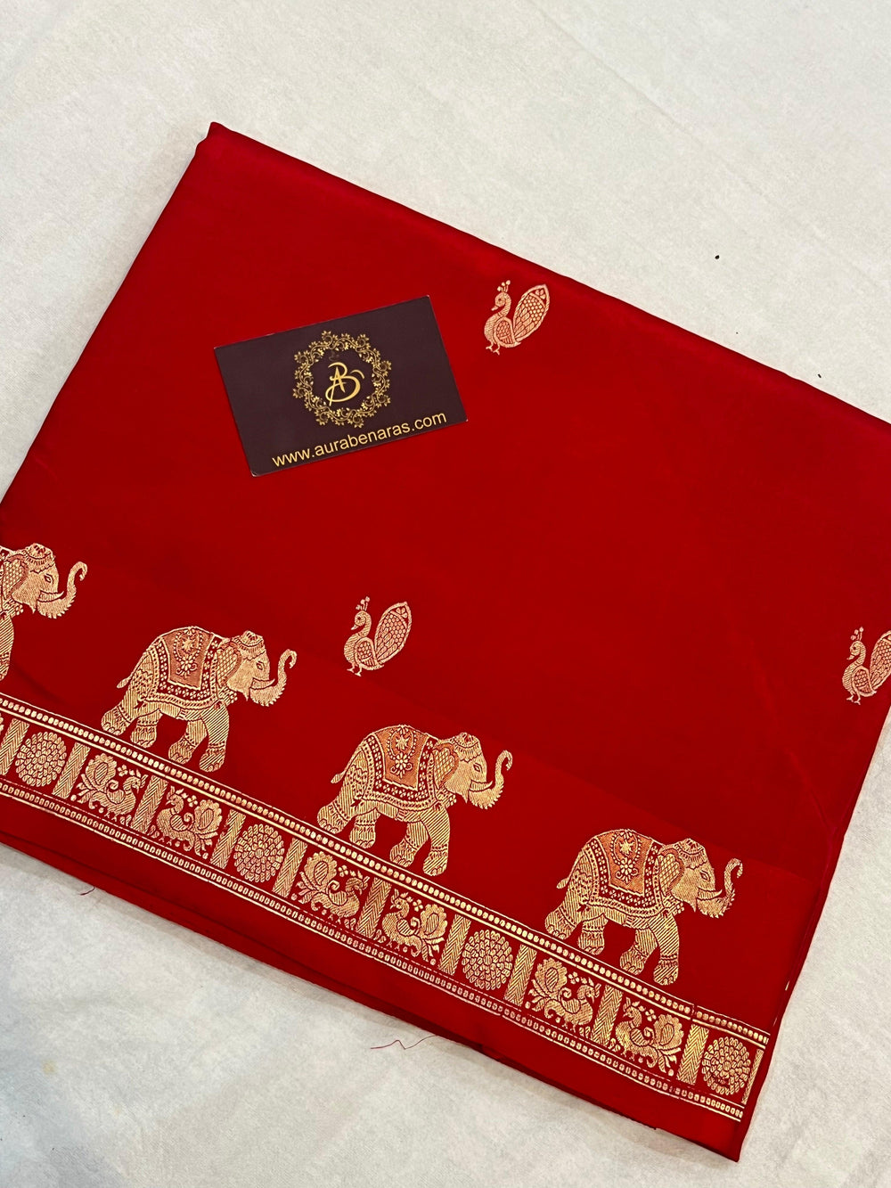 Red Pure Banarasi Handloom Katan Silk Saree - Aura Benaras