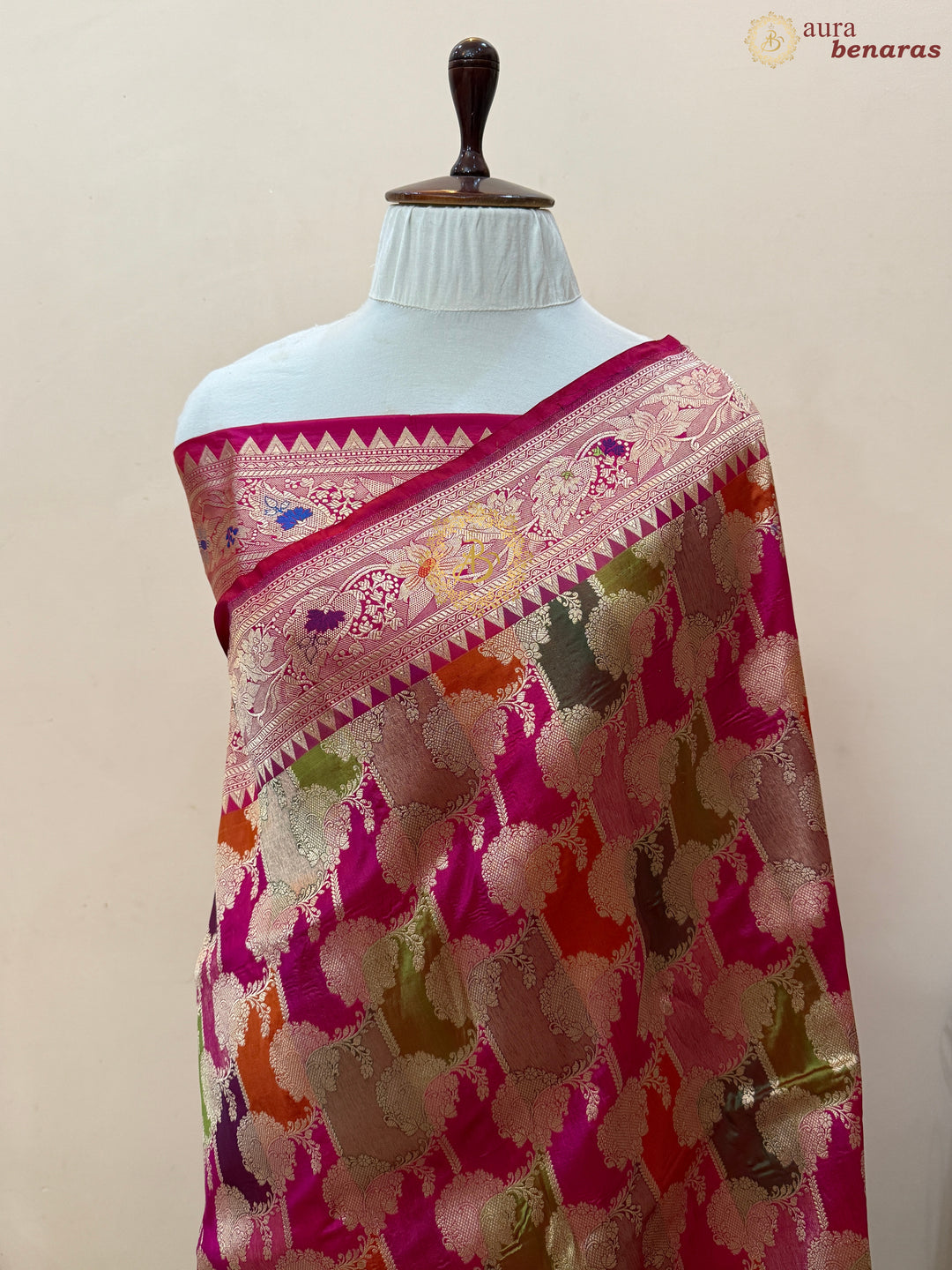 Rani Pink Pure Katan Silk Banarasi Handloom Saree
