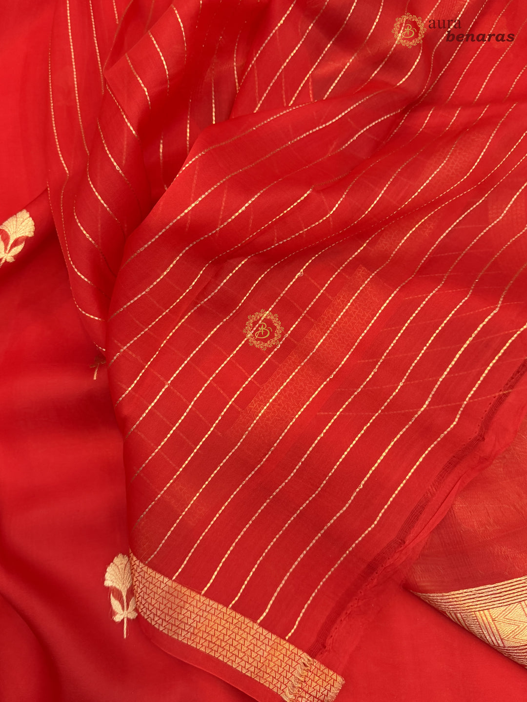 Red Kora Silk Handloom Banarasi Saree | Kadhwa Butis 