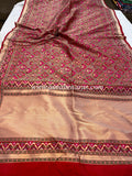 Red Banarasi Handloom Katan Silk Saree - Aura Benaras