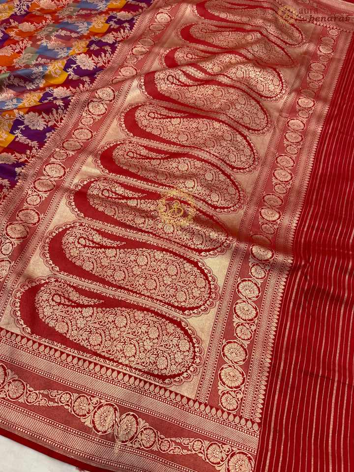 Red Pure Katan Silk Banarasi Handloom Saree
