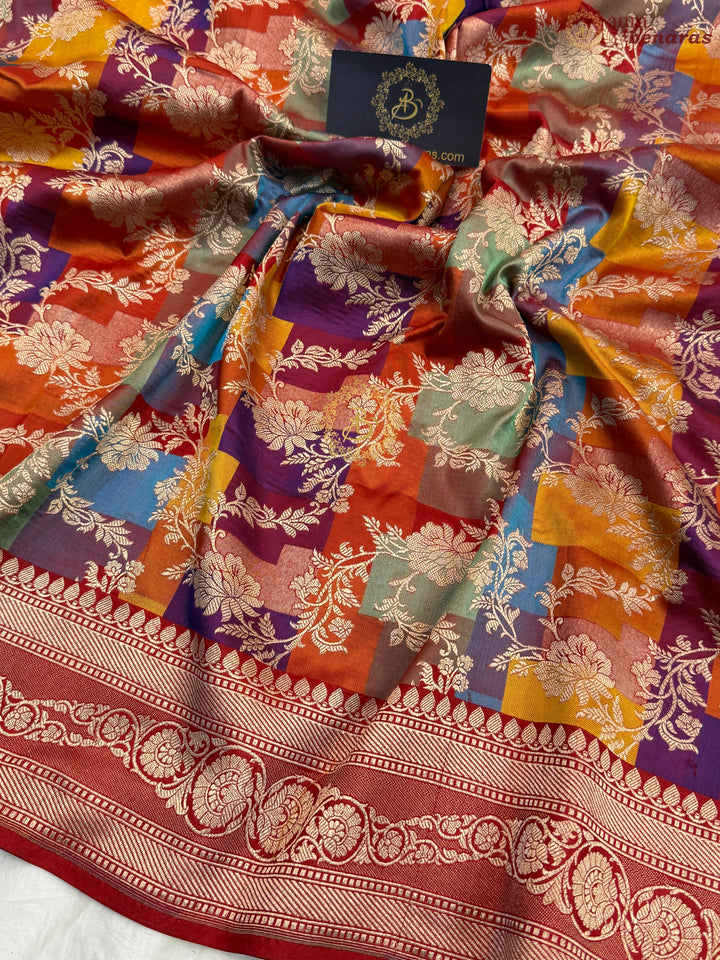 Red Pure Katan Silk Banarasi Handloom Saree
