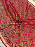 Red Banarasi Handloom Katan Silk Saree - Aura Benaras