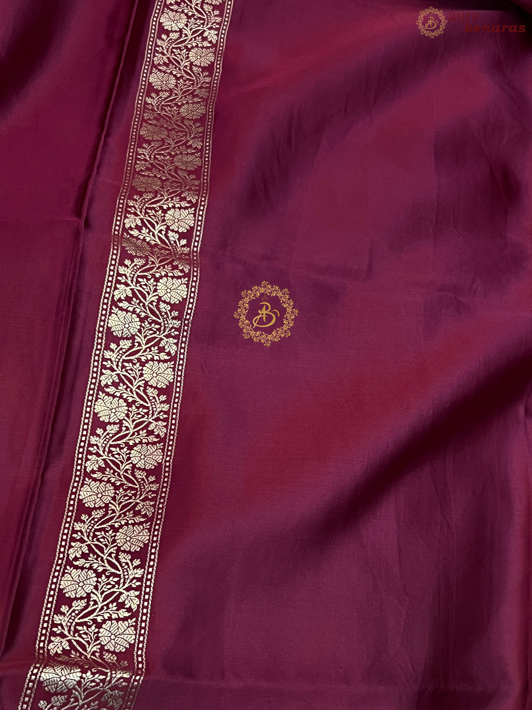 Hibiscus Shaded Pure Mashru Silk Handloom Banarasi Saree