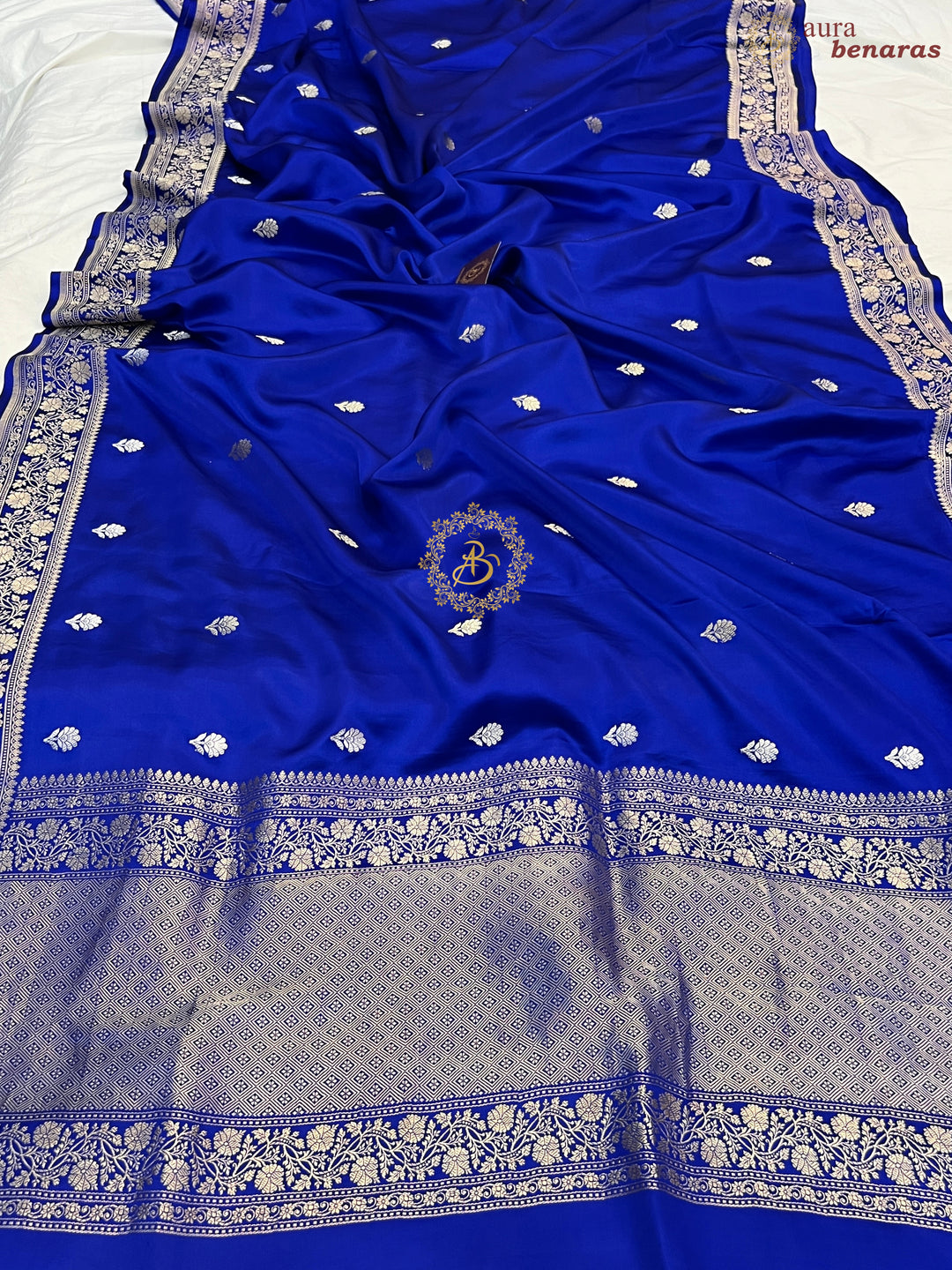 Royal Blue Pure Mashru Silk Handloom Banarasi Saree