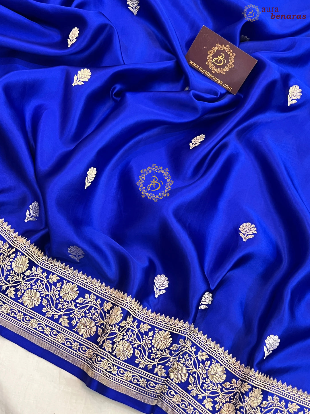 Royal Blue Pure Mashru Silk Handloom Banarasi Saree