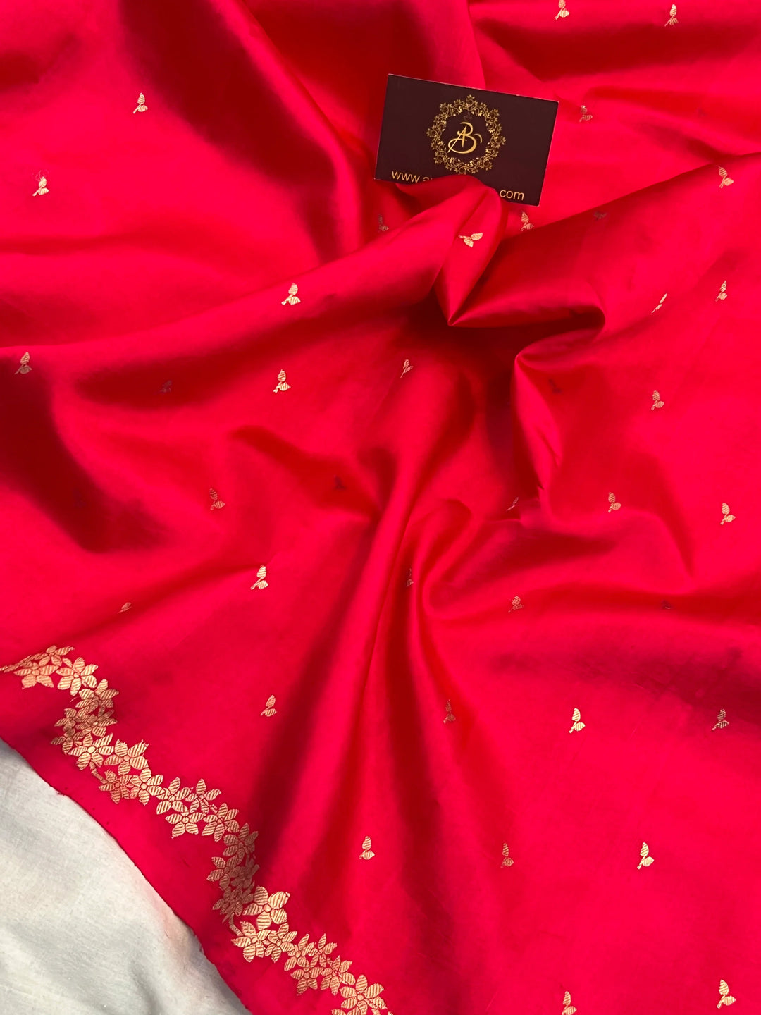 Orangish Pink Banarasi Silk Saree | Kadhwa & Designer Border