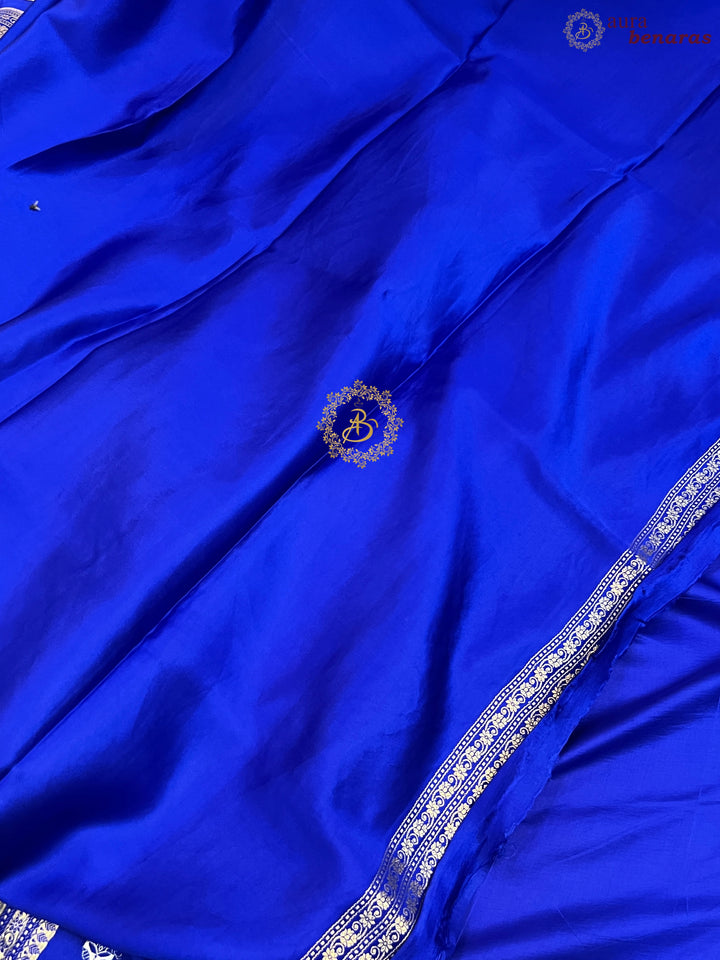 Royal Blue Pure Mashru Silk Handloom Banarasi Saree