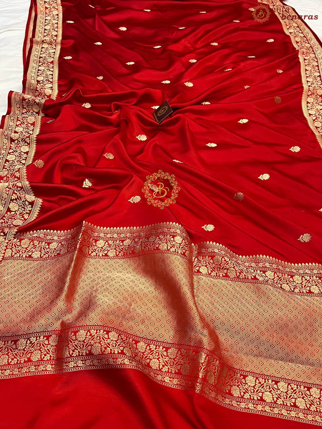 Red Pure Mashru Silk Handloom Banarasi Saree