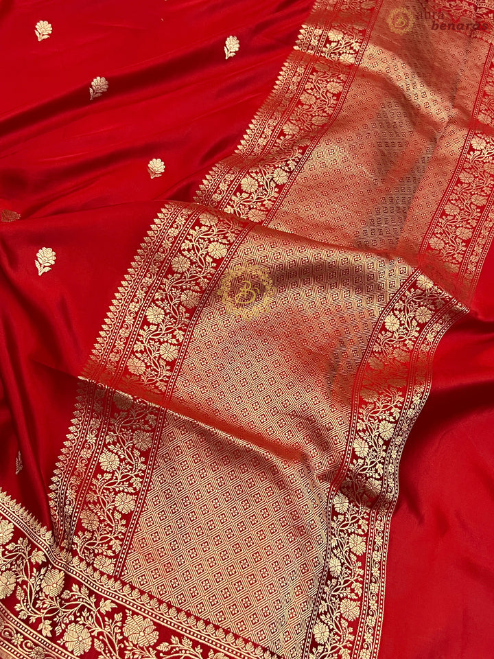 Red Pure Mashru Silk Handloom Banarasi Saree