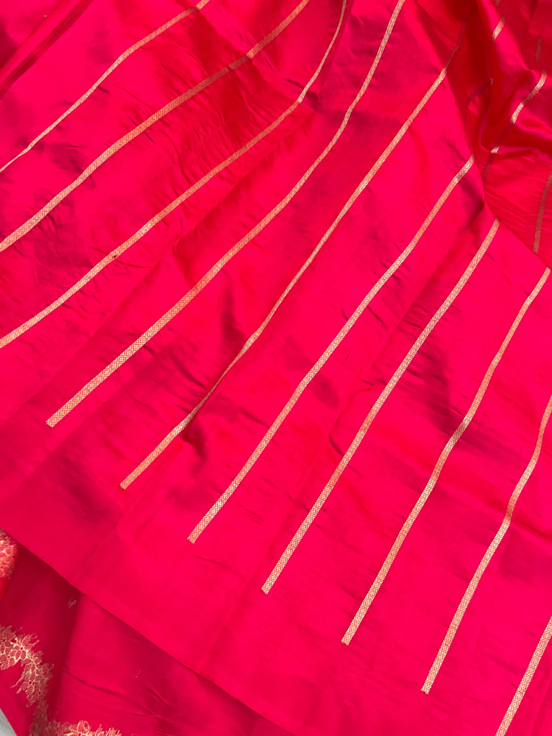 Orangish Pink Banarasi Silk Saree | Kadhwa & Designer Border