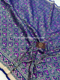 Royal Blue Banarasi Handloom Katan Silk Saree - Aura Benaras