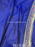 Royal Blue Banarasi Handloom Katan Silk Saree - Aura Benaras