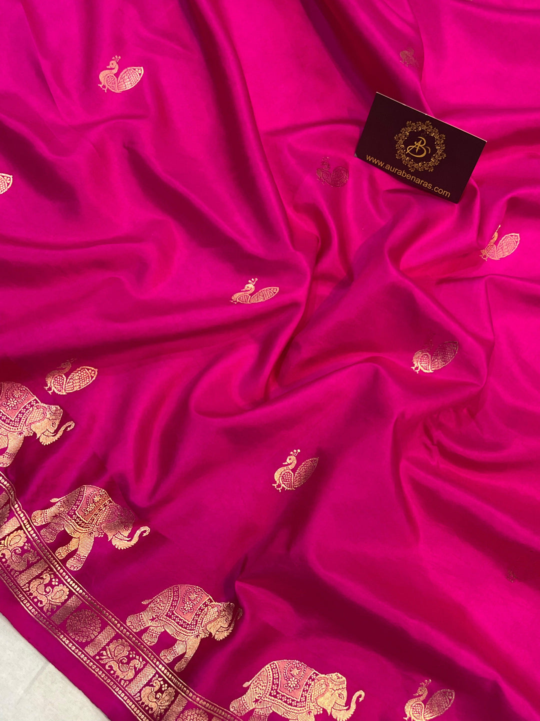 Rani Pink Pure Banarasi Handloom Katan Silk Saree - Aura Benaras