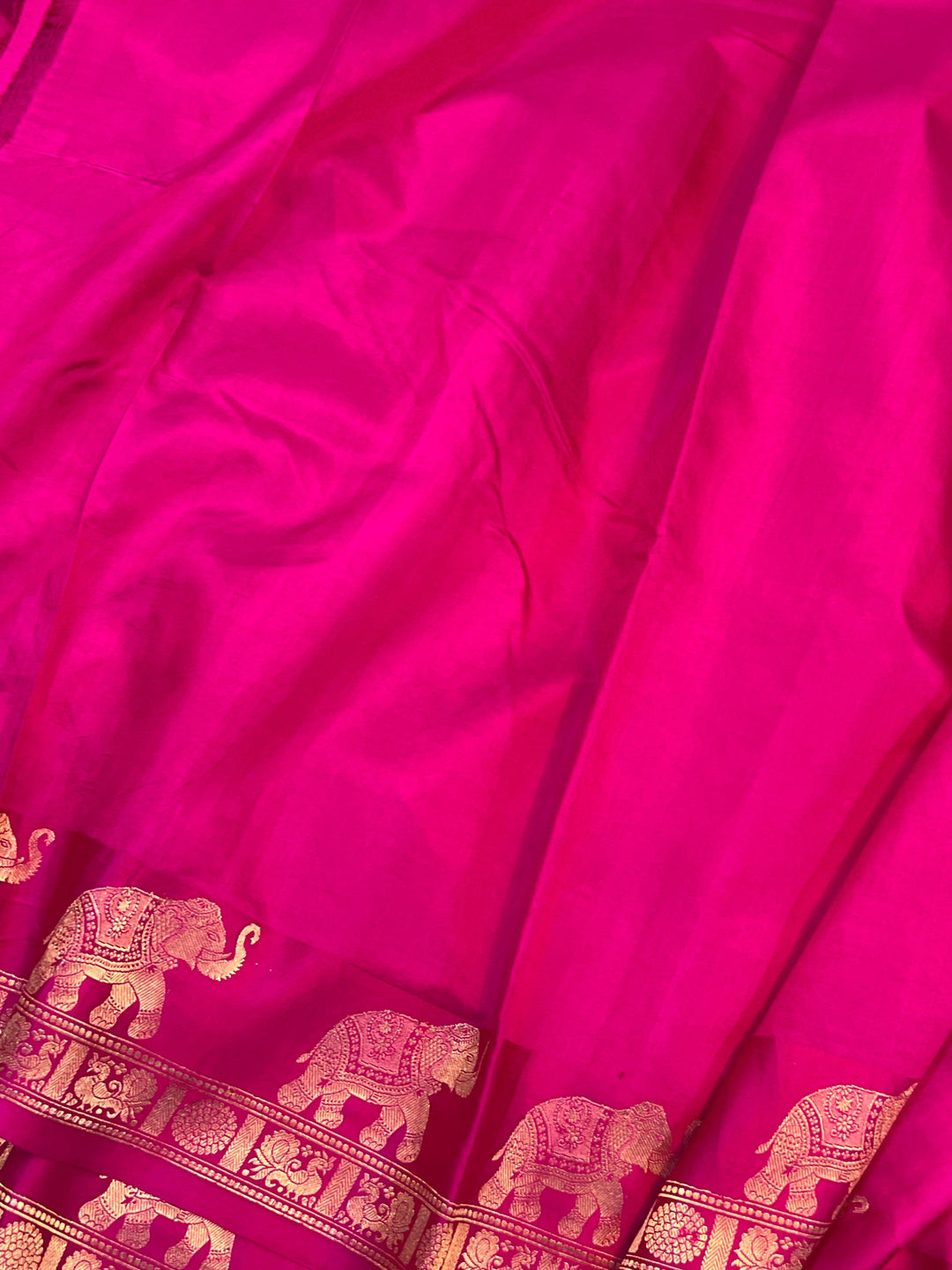 Rani Pink Pure Banarasi Handloom Katan Silk Saree - Aura Benaras