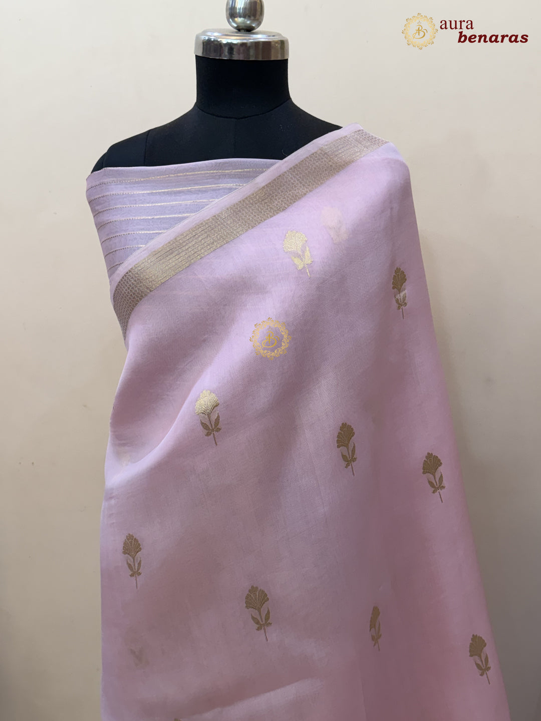 Baby Pink Kora Silk Handloom Banarasi Saree | Kadhwa Butis 