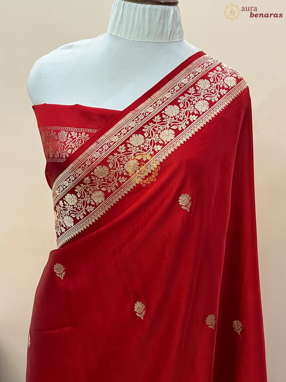 Red Pure Mashru Silk Handloom Banarasi Saree