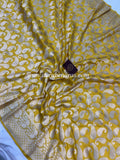 Yellow Pure Banarasi Handloom Katan Silk Saree - Aura Benaras