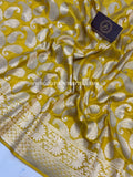 Yellow Pure Banarasi Handloom Katan Silk Saree - Aura Benaras