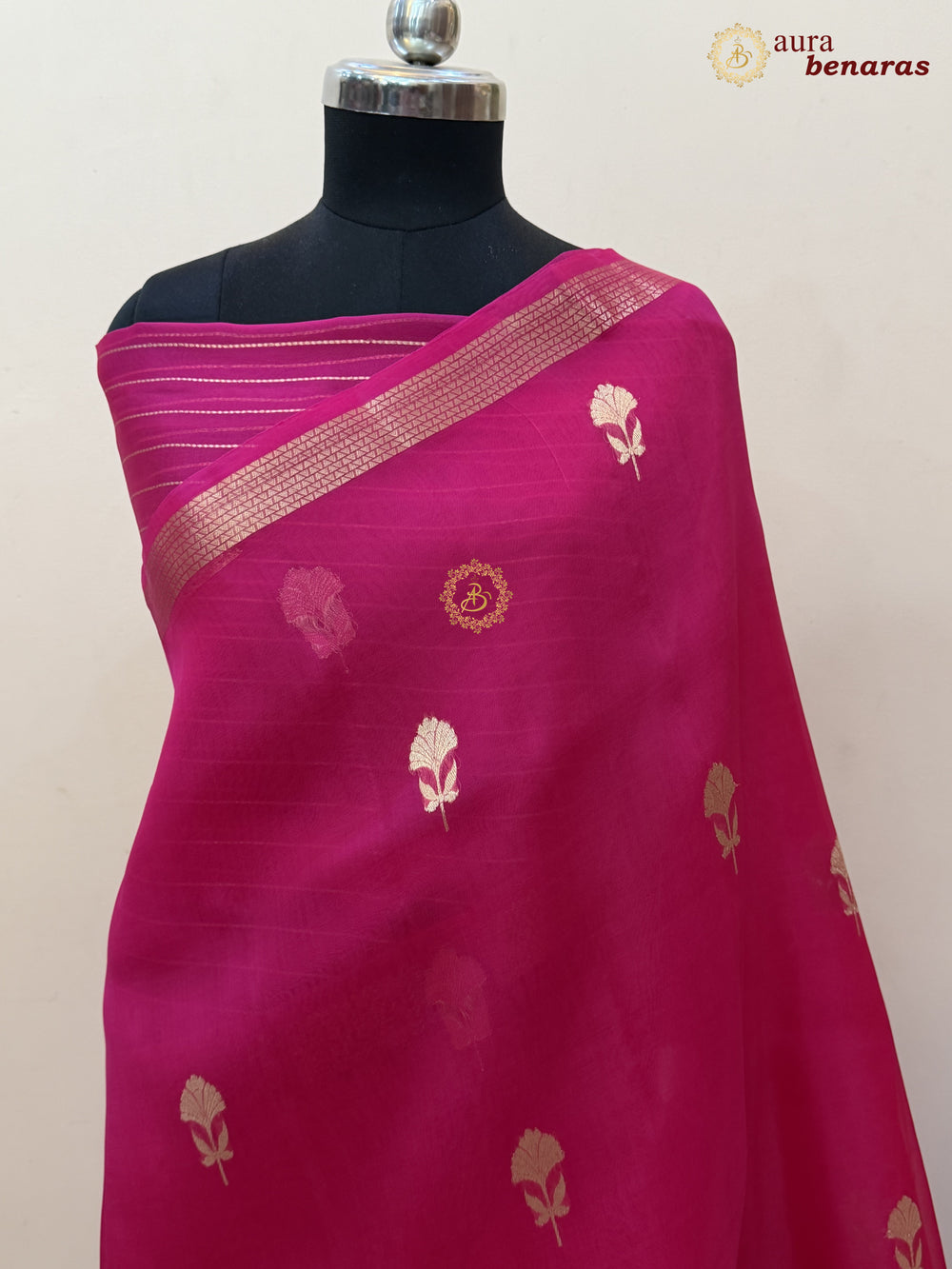 Rani Pink Kora Silk Handloom Banarasi Saree | Kadhwa Butis 