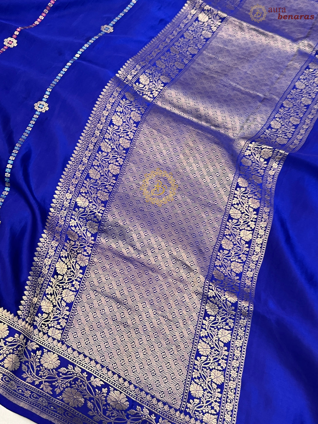 Royal Blue Pure Mashru Silk Handloom Banarasi Saree