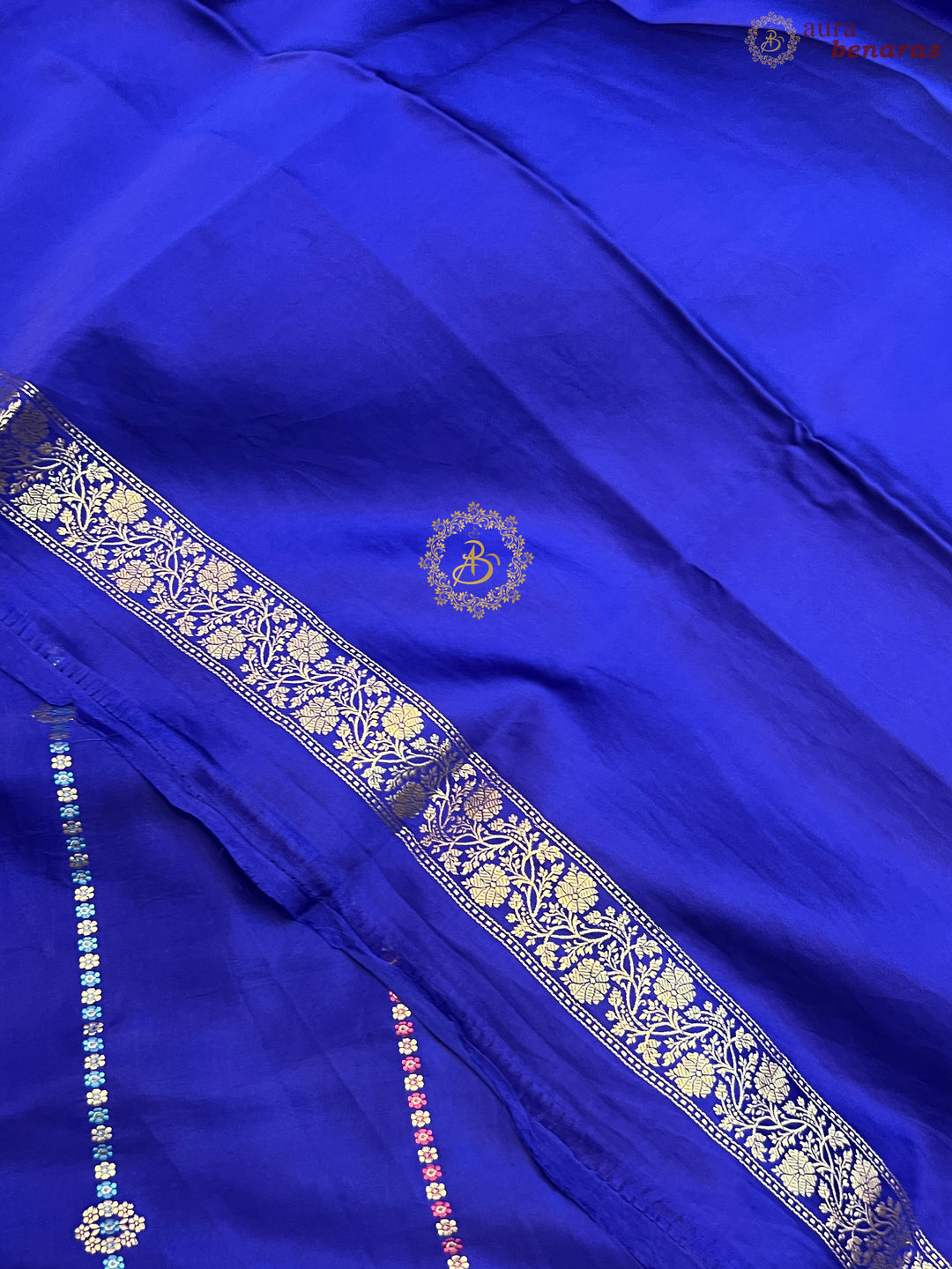 Royal Blue Pure Mashru Silk Handloom Banarasi Saree